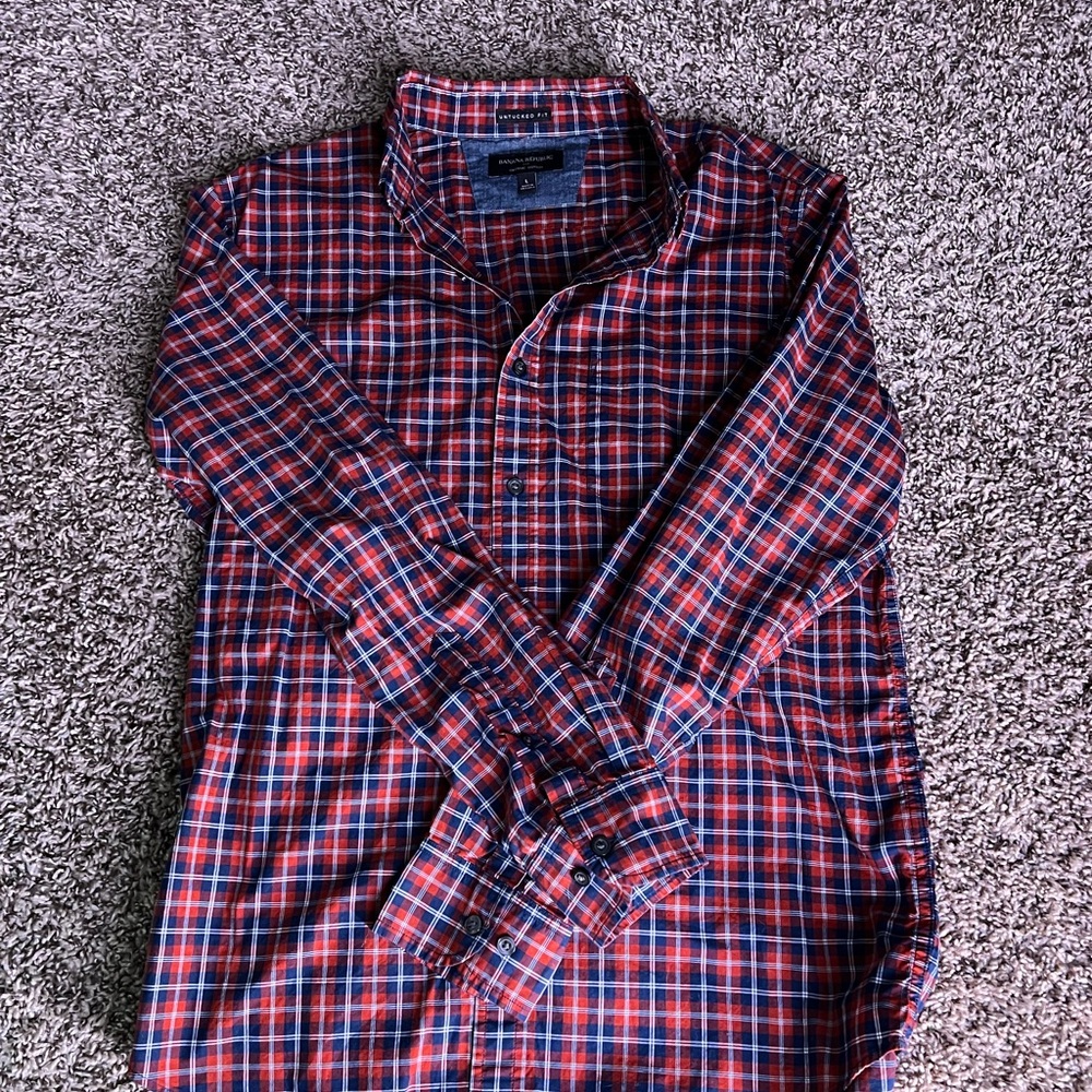 Banana Republic Plaid Long Sleeve Button Up